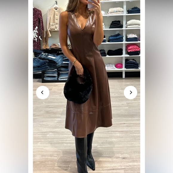 Anthropologie Paige Fiorella Faux Leather Midi Dress - Picture 6 of 12